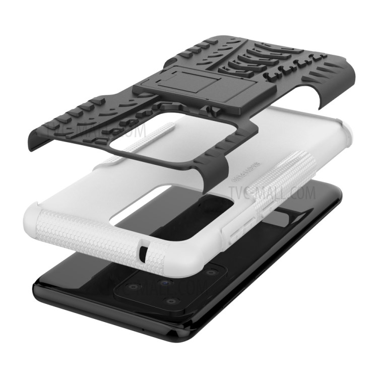 Cool Tyre Pattern PC + TPU Shell with Kickstand Casing for Samsung Galaxy S20 Ultra - White-8