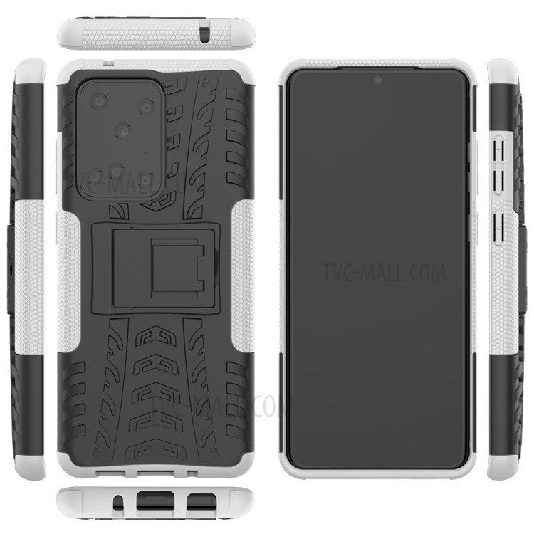 Cool Tyre Pattern PC + TPU Shell with Kickstand Casing for Samsung Galaxy S20 Ultra - White-9