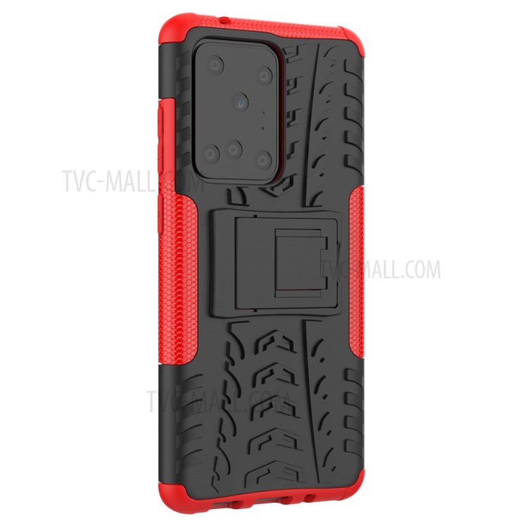 Cool Tyre Pattern PC + TPU Shell with Kickstand Casing for Samsung Galaxy S20 Ultra - Red-4