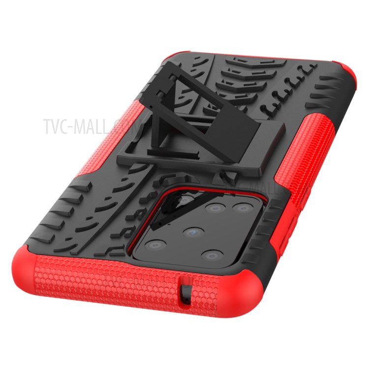 Cool Tyre Pattern PC + TPU Shell with Kickstand Casing for Samsung Galaxy S20 Ultra - Red-6