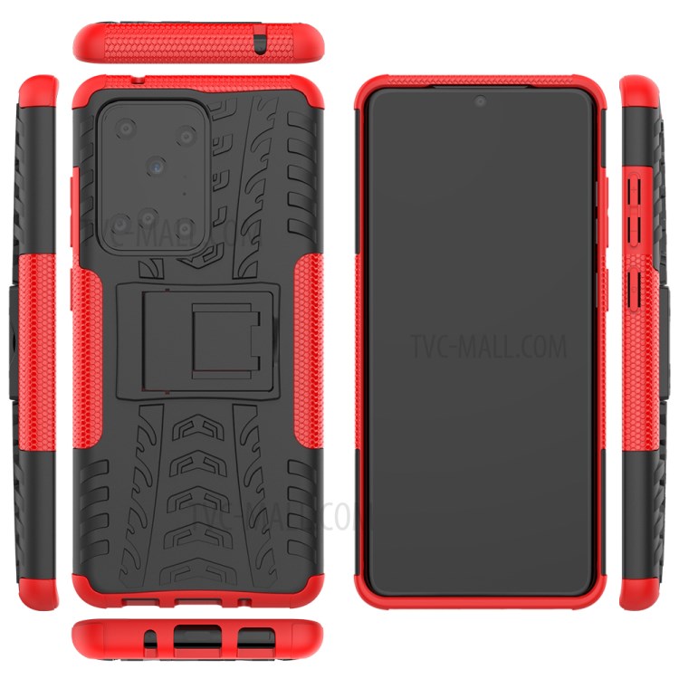 Cool Tyre Pattern PC + TPU Shell with Kickstand Casing for Samsung Galaxy S20 Ultra - Red-9