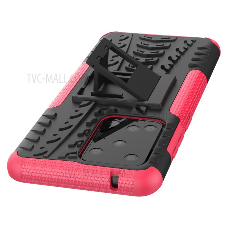 Cool Tyre Pattern PC + TPU Shell with Kickstand Casing for Samsung Galaxy S20 Ultra - Rose-6