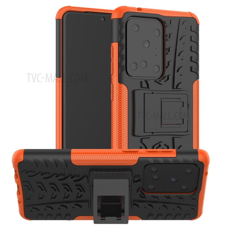 Cool Tyre Pattern PC + TPU Shell with Kickstand Casing for Samsung Galaxy S20 Ultra - Orange-1