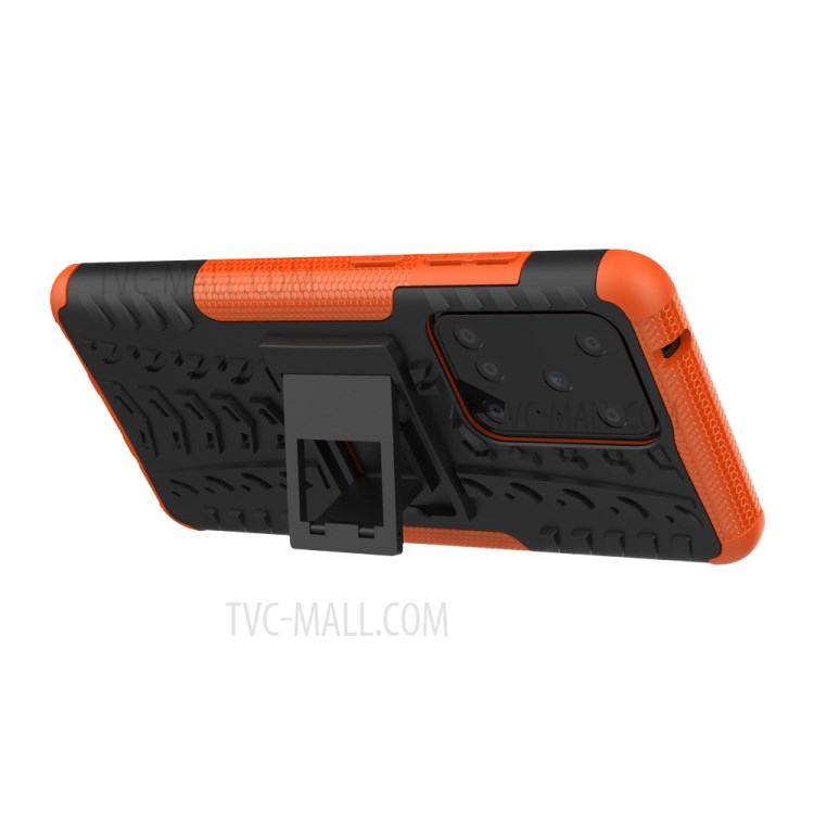 Cool Tyre Pattern PC + TPU Shell with Kickstand Casing for Samsung Galaxy S20 Ultra - Orange-5