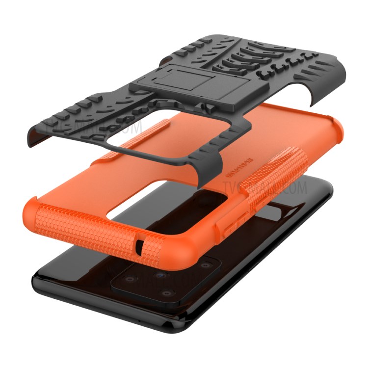 Cool Tyre Pattern PC + TPU Shell with Kickstand Casing for Samsung Galaxy S20 Ultra - Orange-8