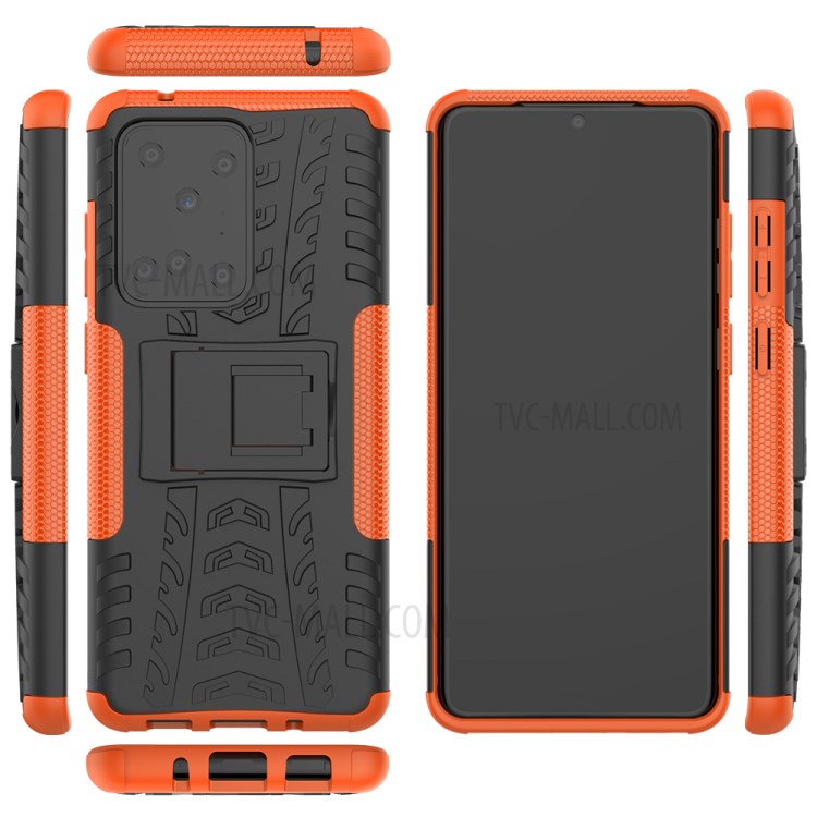 Cool Tyre Pattern PC + TPU Shell with Kickstand Casing for Samsung Galaxy S20 Ultra - Orange-9
