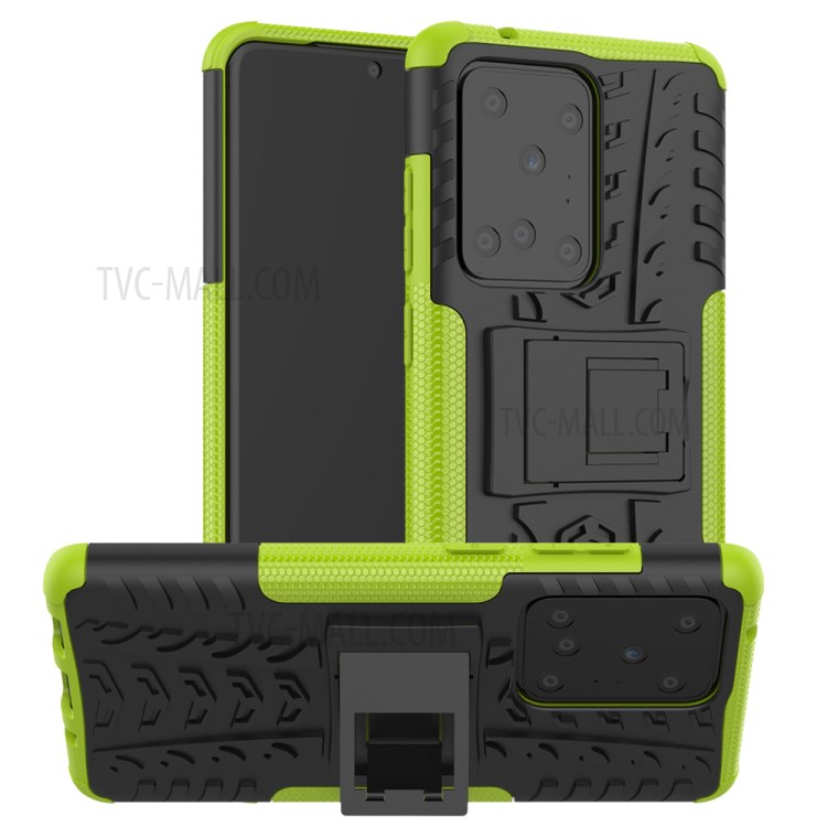 Cool Tyre Pattern PC + TPU Shell with Kickstand Casing for Samsung Galaxy S20 Ultra - Green-1