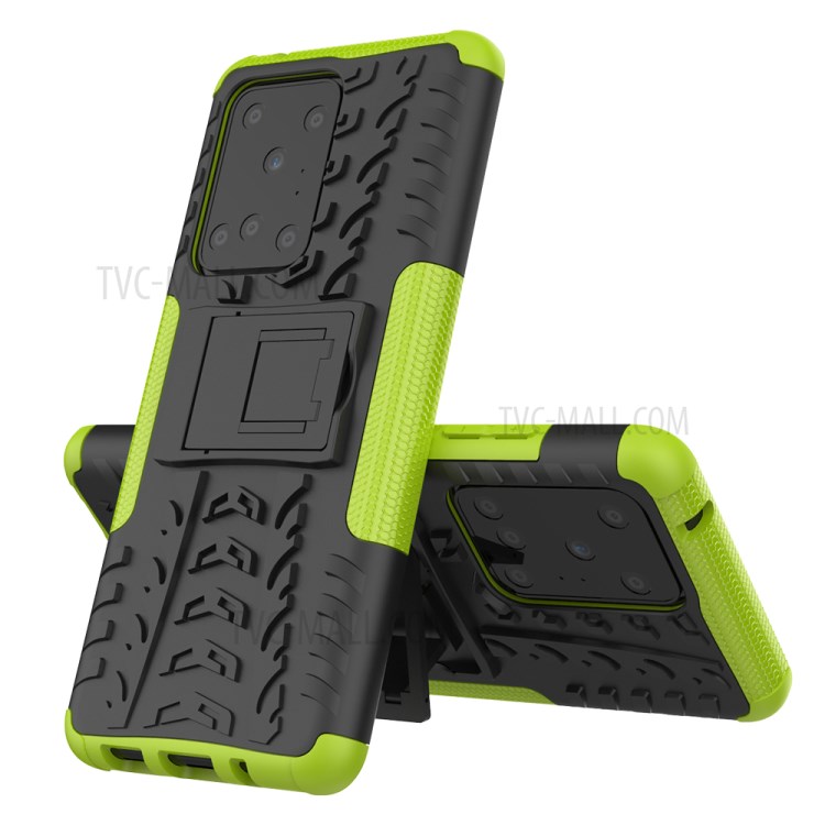 Cool Tyre Pattern PC + TPU Shell with Kickstand Casing for Samsung Galaxy S20 Ultra - Green-2