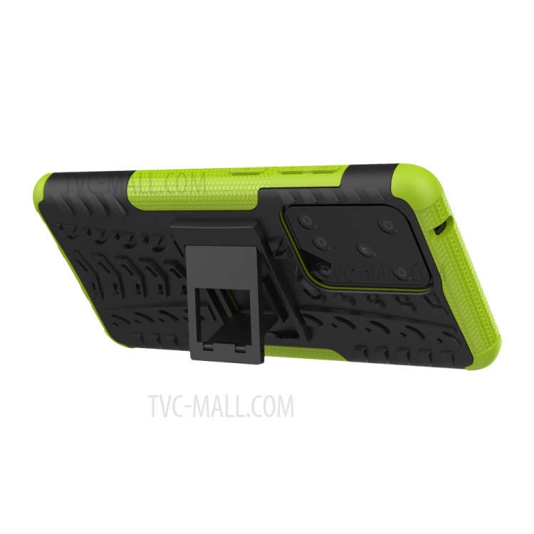 Cool Tyre Pattern PC + TPU Shell with Kickstand Casing for Samsung Galaxy S20 Ultra - Green-5