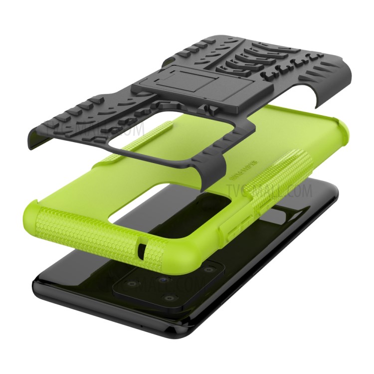 Cool Tyre Pattern PC + TPU Shell with Kickstand Casing for Samsung Galaxy S20 Ultra - Green-8