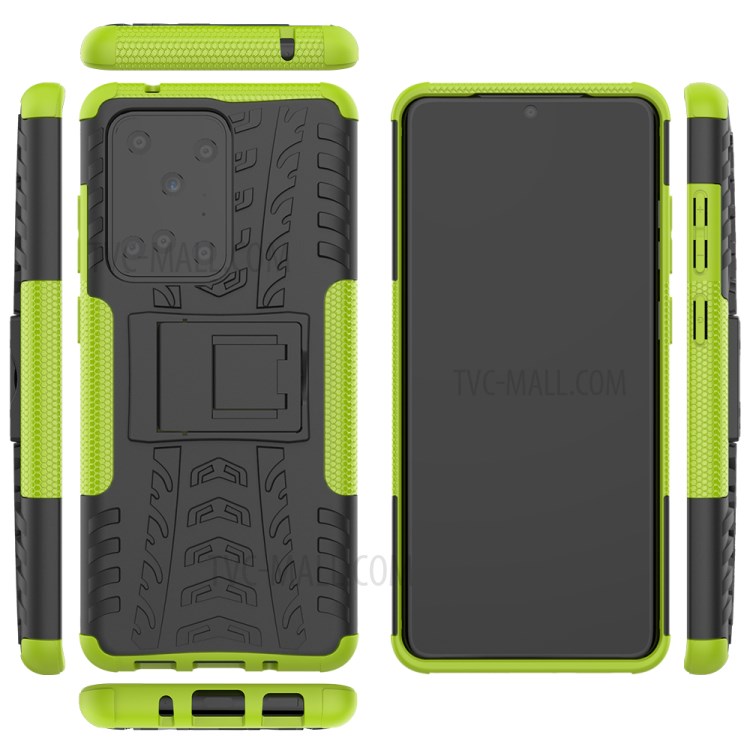 Cool Tyre Pattern PC + TPU Shell with Kickstand Casing for Samsung Galaxy S20 Ultra - Green-9