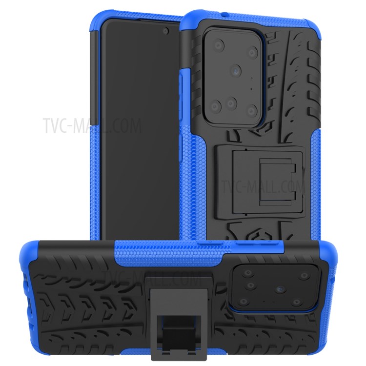 Cool Tyre Pattern PC + TPU Shell with Kickstand Casing for Samsung Galaxy S20 Ultra - Blue-1