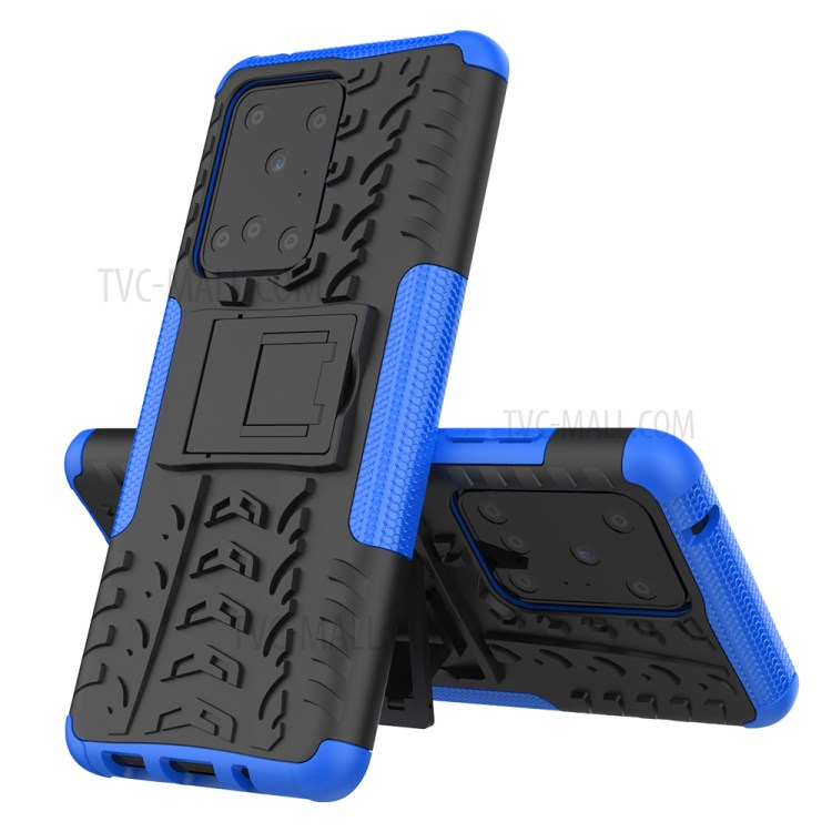 Cool Tyre Pattern PC + TPU Shell with Kickstand Casing for Samsung Galaxy S20 Ultra - Blue-2