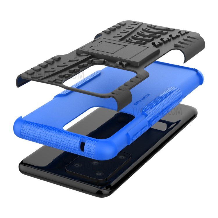 Cool Tyre Pattern PC + TPU Shell with Kickstand Casing for Samsung Galaxy S20 Ultra - Blue-8