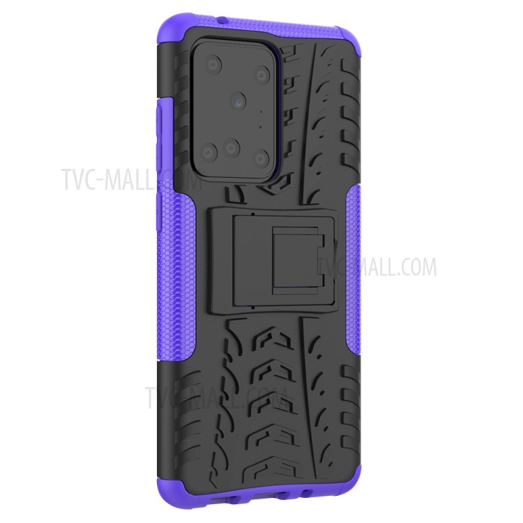 Cool Tyre Pattern PC + TPU Shell with Kickstand Casing for Samsung Galaxy S20 Ultra - Purple-4