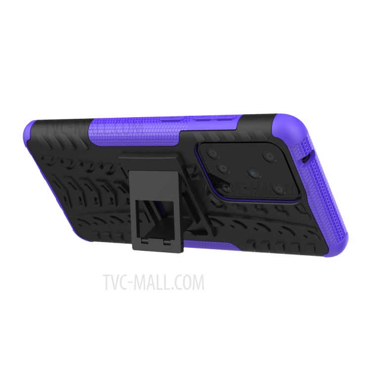 Cool Tyre Pattern PC + TPU Shell with Kickstand Casing for Samsung Galaxy S20 Ultra - Purple-5