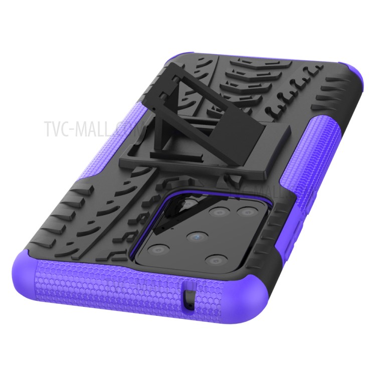 Cool Tyre Pattern PC + TPU Shell with Kickstand Casing for Samsung Galaxy S20 Ultra - Purple-6