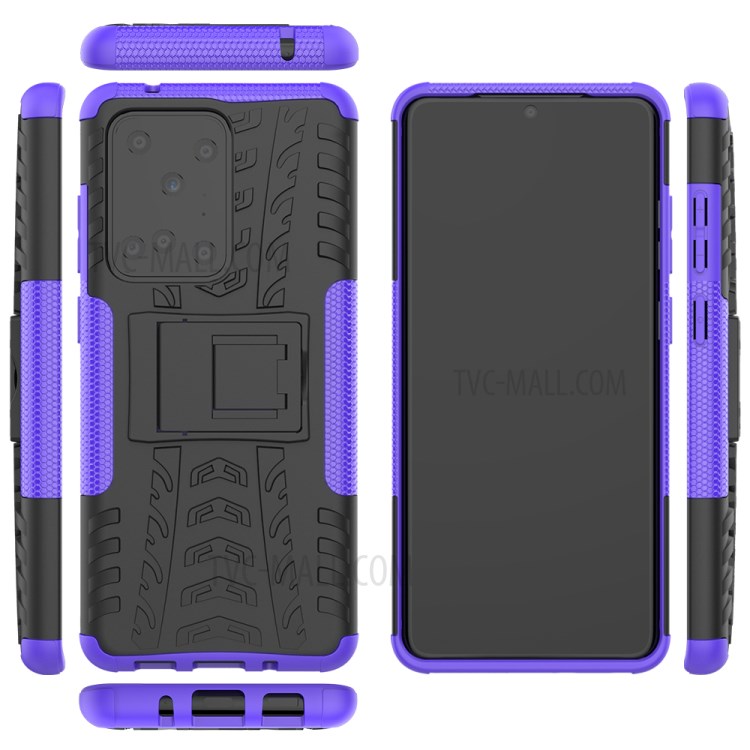Cool Tyre Pattern PC + TPU Shell with Kickstand Casing for Samsung Galaxy S20 Ultra - Purple-9