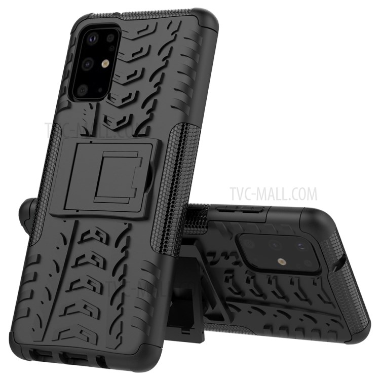 PC Anti-slip + TPU Hybrid Case Con Shell Del Teléfono de Kickstand Para Samsung Galaxy S20 Plus/S20 Más 5G - Negro