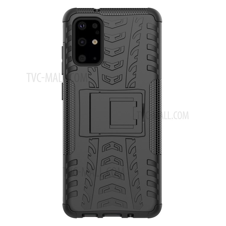 Custodia Ibrida PC + TPU Anti-slip Con Shell Del Telefono Kickstand Per Samsung Galaxy S20 Plus/S20 Plus 5G - Nero