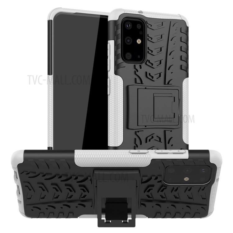 Anti-slip PC + TPU Hybrid Case with Kickstand Phone Shell for Samsung Galaxy S20 Plus - White-1