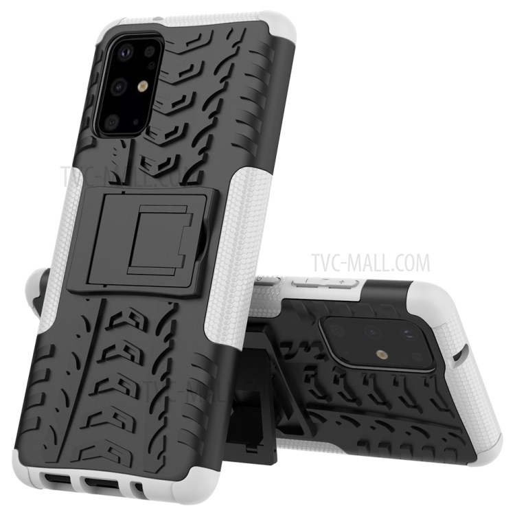 Anti-slip PC + TPU Hybrid Case with Kickstand Phone Shell for Samsung Galaxy S20 Plus - White-2