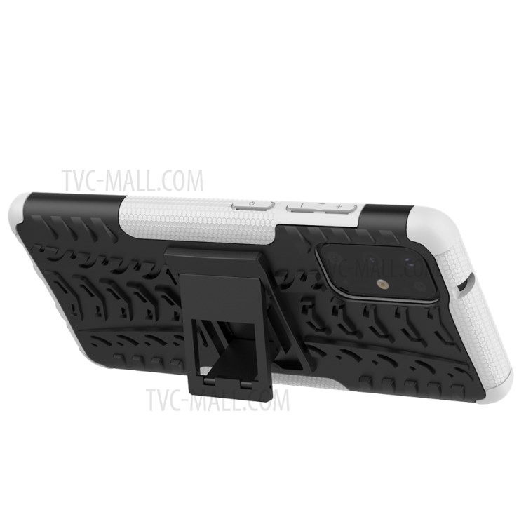 Anti-slip PC + TPU Hybrid Case with Kickstand Phone Shell for Samsung Galaxy S20 Plus - White-5