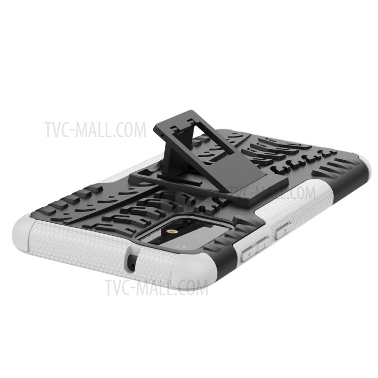 Anti-slip PC + TPU Hybrid Case with Kickstand Phone Shell for Samsung Galaxy S20 Plus - White-6