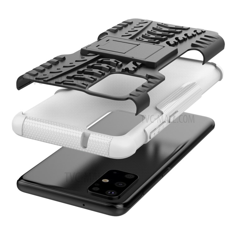 Anti-slip PC + TPU Hybrid Case with Kickstand Phone Shell for Samsung Galaxy S20 Plus - White-7