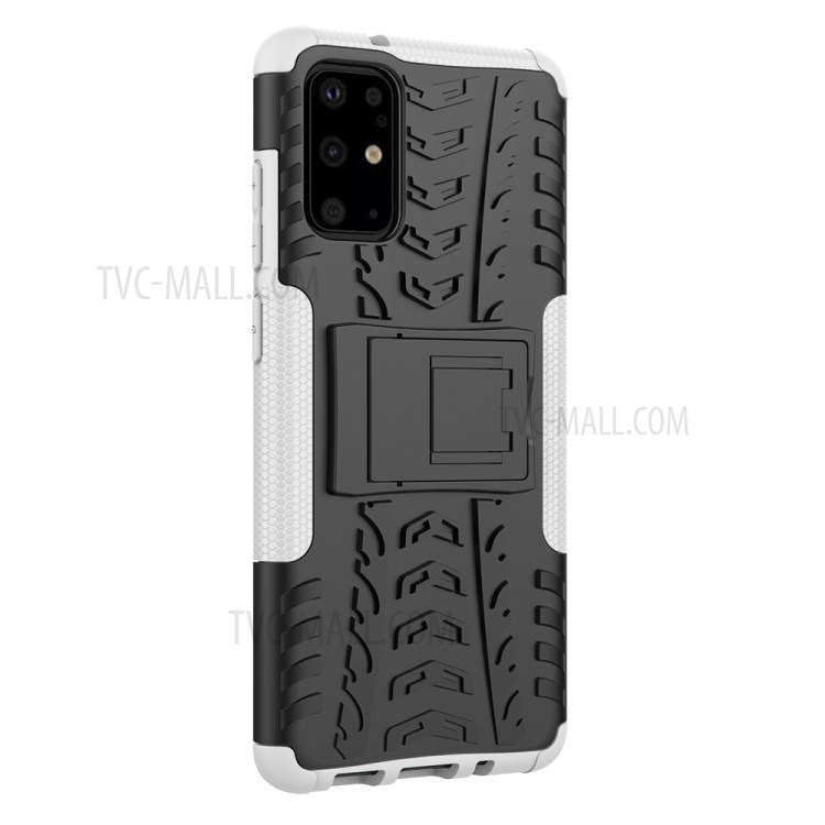 Anti-slip PC + TPU Hybrid Case with Kickstand Phone Shell for Samsung Galaxy S20 Plus - White-8