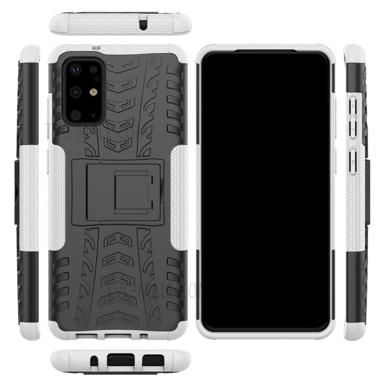 Anti-slip PC + TPU Hybrid Case with Kickstand Phone Shell for Samsung Galaxy S20 Plus - White-9