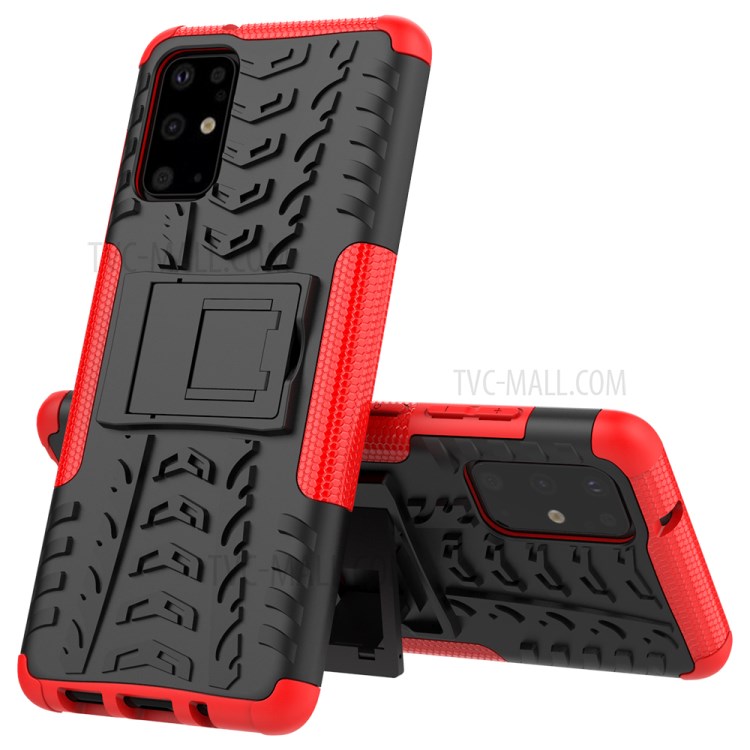 PC Anti-slip + TPU Hybrid Case Con Shell Del Teléfono de Kickstand Para Samsung Galaxy S20 Plus/S20 Más 5G - Rojo-2