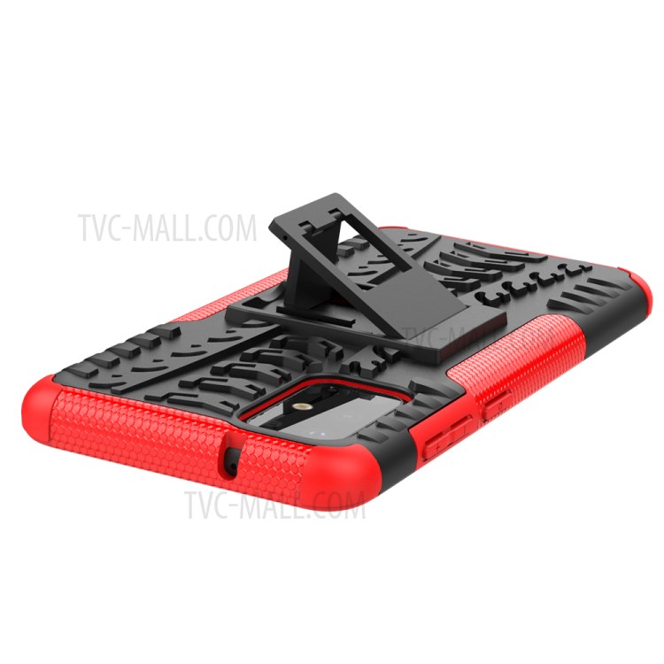 PC Anti-slip + TPU Hybrid Case Con Shell Del Teléfono de Kickstand Para Samsung Galaxy S20 Plus/S20 Más 5G - Rojo