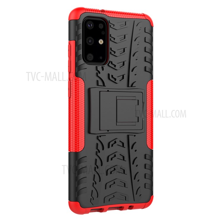 Étui Hybride Antidérapant PC + TPU Avec Coquille de Téléphone Pour le Kickstand Pour Samsung Galaxy S20 Plus / S20 Plus 5G - Rouge