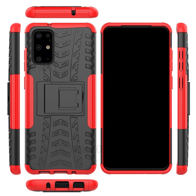 Anti-slip PC + TPU Hybrid Case with Kickstand Phone Shell for Samsung Galaxy S20 Plus/S20 Plus 5G - Red-9