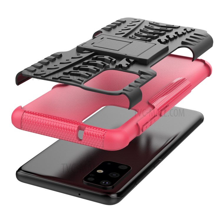 Anti-slip PC + TPU Hybrid Case with Kickstand Phone Shell for Samsung Galaxy S20 Plus/S20 Plus 5G - Rose-7