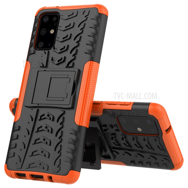 Anti-slip PC + TPU Hybrid Case with Kickstand Phone Shell for Samsung Galaxy S20 Plus - Orange-2
