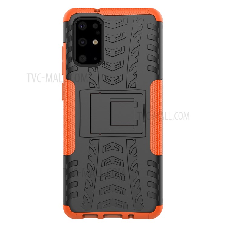 Anti-slip PC + TPU Hybrid Case with Kickstand Phone Shell for Samsung Galaxy S20 Plus - Orange-3
