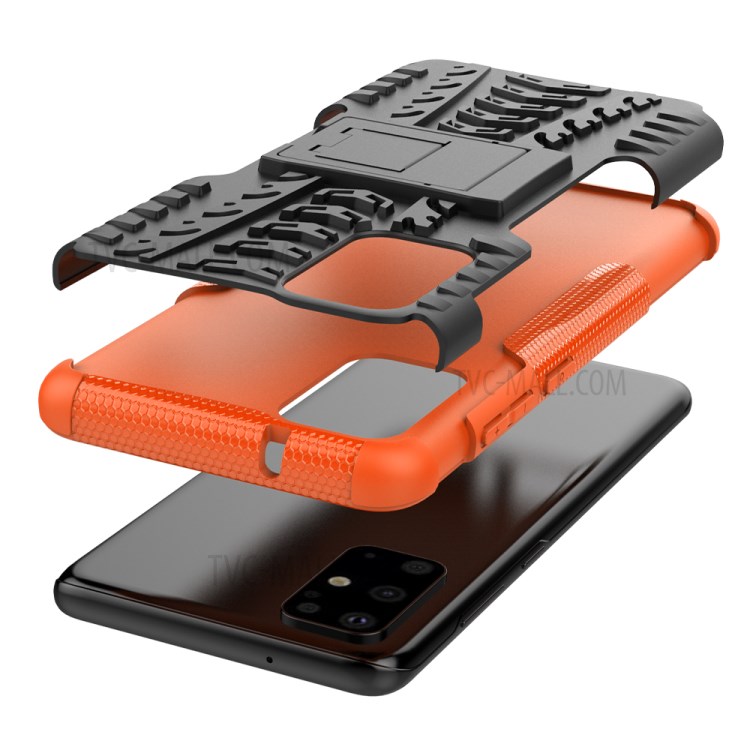 Anti-slip PC + TPU Hybrid Case with Kickstand Phone Shell for Samsung Galaxy S20 Plus - Orange-7