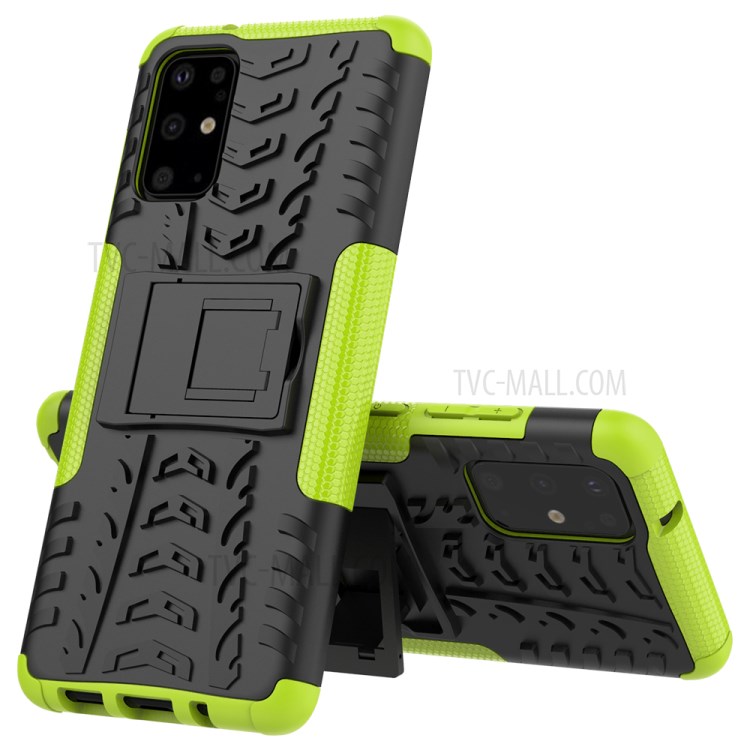 Custodia Ibrida PC + TPU Anti-slip Con Shell Del Telefono Kickstand Per Samsung Galaxy S20 Plus/S20 Plus 5G - Verde