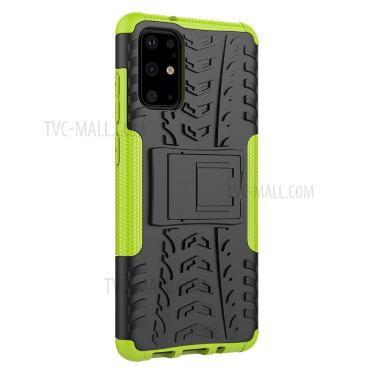 Anti-slip PC + TPU Hybrid Case with Kickstand Phone Shell for Samsung Galaxy S20 Plus/S20 Plus 5G - Green-8