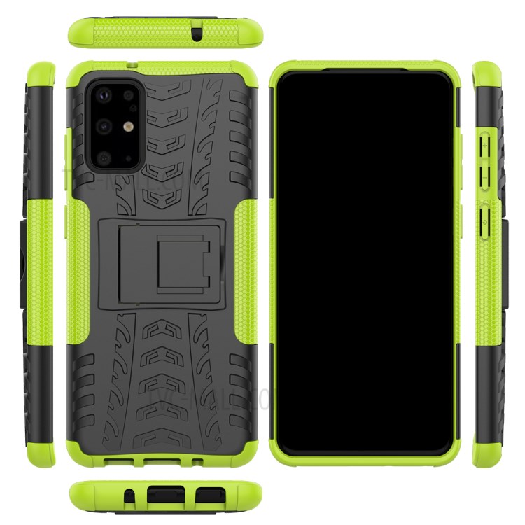 Custodia Ibrida PC + TPU Anti-slip Con Shell Del Telefono Kickstand Per Samsung Galaxy S20 Plus/S20 Plus 5G - Verde