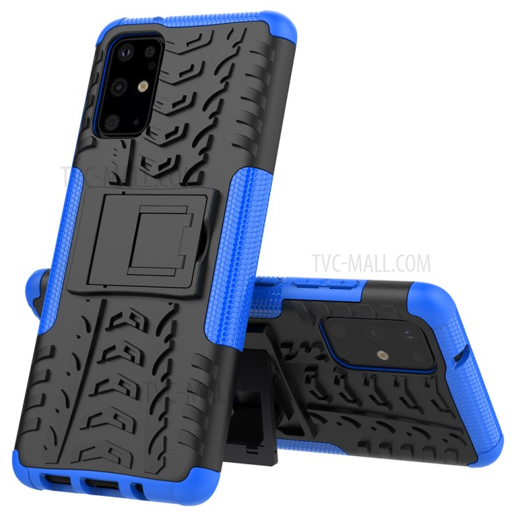 Anti-slip PC + TPU Hybrid Case with Kickstand Phone Shell for Samsung Galaxy S20 Plus - Blue-2