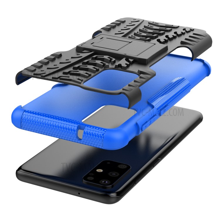 Anti-slip PC + TPU Hybrid Case with Kickstand Phone Shell for Samsung Galaxy S20 Plus - Blue-7