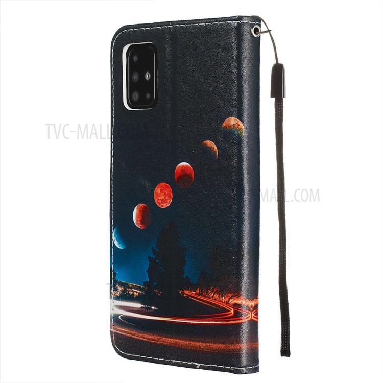 Pattern Printing PU Leather Wallet Phone Cover for Samsung Galaxy A51 - Planet-4