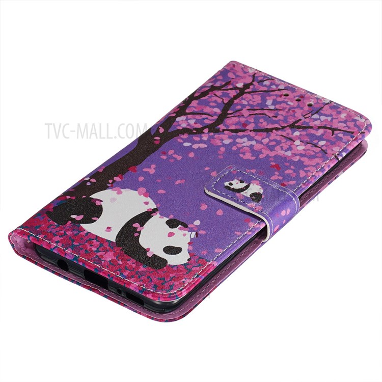Pattern Printing PU Leather Wallet Phone Cover for Samsung Galaxy A51 - Panda and Tree-5