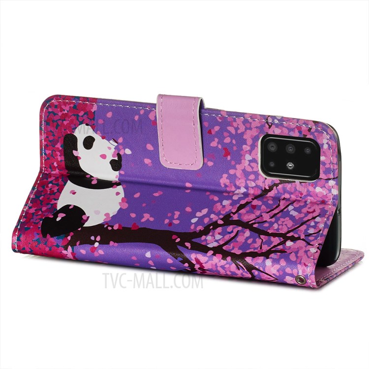 Pattern Printing PU Leather Wallet Phone Cover for Samsung Galaxy A51 - Panda and Tree-6