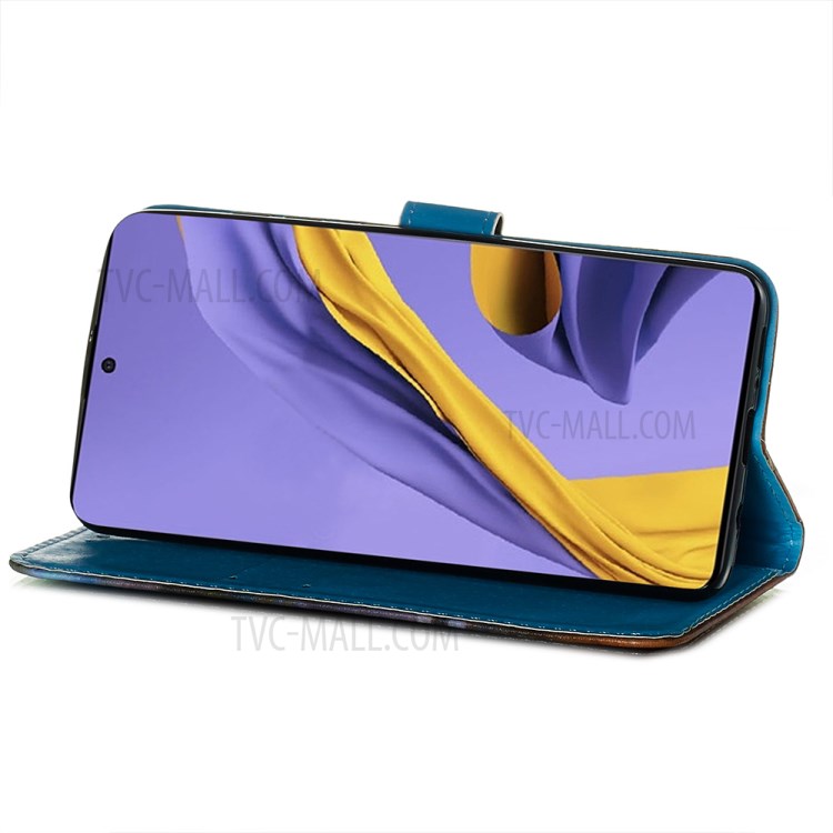 Pattern Printing PU Leather Wallet Phone Cover for Samsung Galaxy A51 - Cat and Tiger Reflection-7