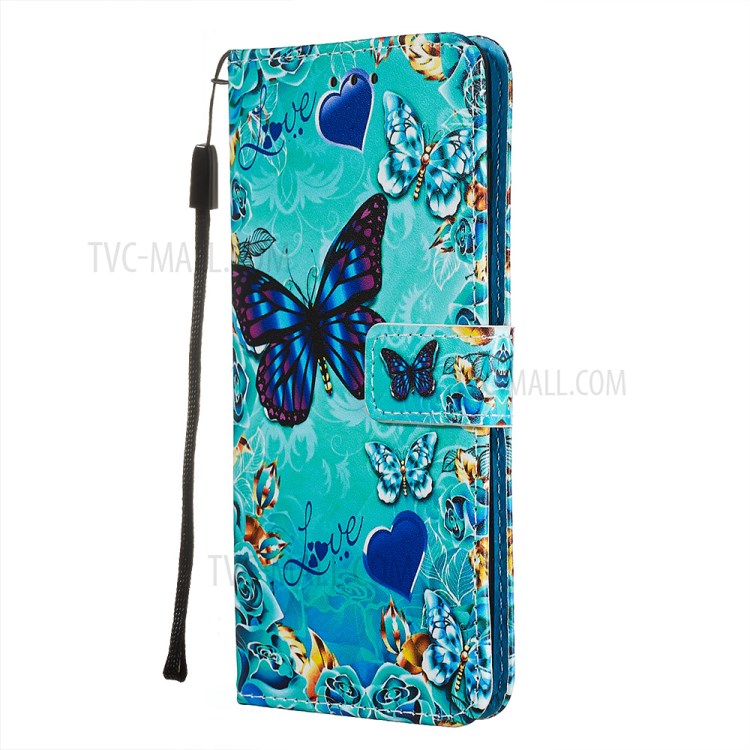 Pattern Printing PU Leather Wallet Phone Cover for Samsung Galaxy A51 - Blue Butterflies-3