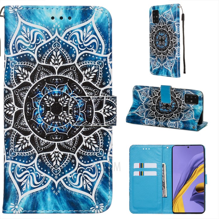 Pattern Printing PU Leather Wallet Phone Cover for Samsung Galaxy A51 - Malanda Flower-1
